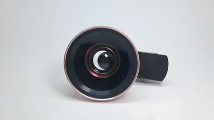 Additional lens for cellphones, white isolated wide angle lens