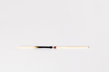 New and used matches on white background