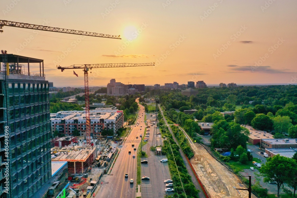 Wall mural urban construction in afternoon