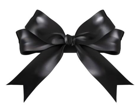 Black bow horizontal ribbon realistic shiny satin vector for decorate your greeting card or website isolated on white background. - Powered by Adobe