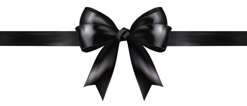 Black bow horizontal ribbon realistic shiny satin vector for decorate your greeting card or website isolated on white background.