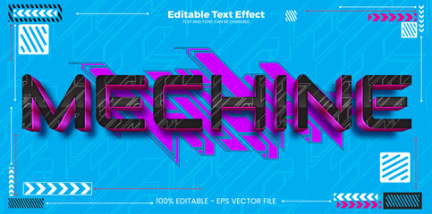 Mechine editable text effect in modern cyber trend style