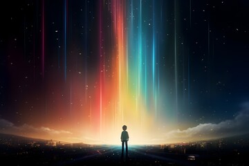 Lofi Art: Lightcore Radiating Rainbow Sparks - A Vibrant Digital