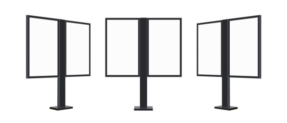 Outdoor Digital Menu Stand, Street LCD Display For Advertising, Front And Side View, Isolated On White Background. Vector Illustration