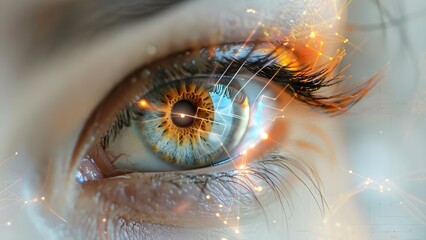 Enhanced Human Eye with Lasik Vision Correction and Cyber Tech Elements. Concept Human Eye Anatomy, Lasik Surgery, Vision Correction, Cyber Tech Enhancements