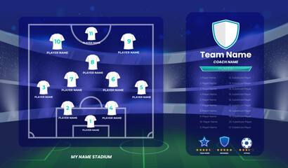 Blue football formation template 2 team With Studium