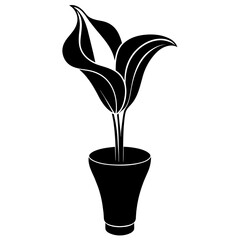 Elegant Calla Lily Flower Vase Silhouette Vector - Graceful Floral Illustration