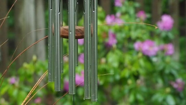 windchimes in spring garden