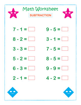 Math worksheet Subtraction