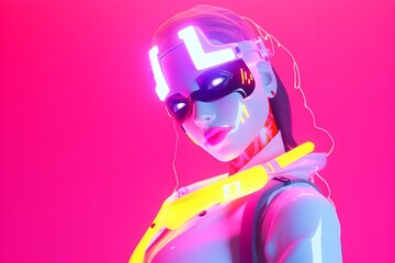 Futuristic Robotic Glowing with Vibrant Britpop and Acidwave Inspired Neon Colors