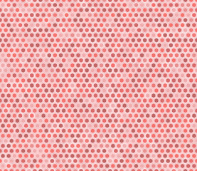 Tileable Hexagon Pattern. Rounded hexagons mosaic pattern with inner solid cells. Red color tones. Regular hexagon shapes. Tileable pattern. Seamless vector illustration.