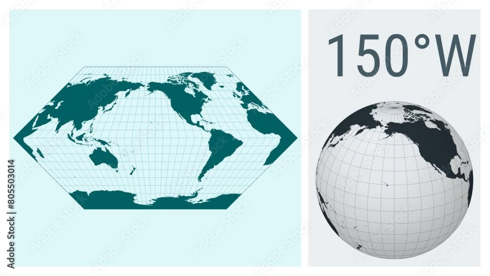 Poster world map animation. eckert i projection. solid color style. animated world map in eckert 1 projecti