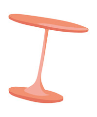 Red cafe table in flat design. Plastic round desk on one leg for street cafe. Vector illustration isolated.