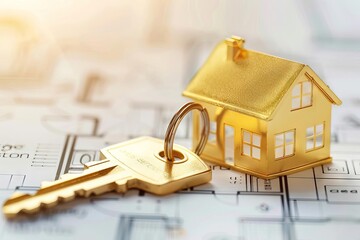 booming property market rising house sales and rentals depicted with golden key concept illustration