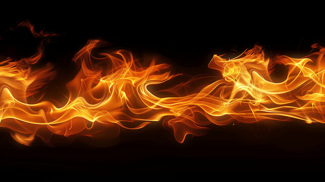 Fiamma ardente di fuoco rosso su sfondo nero