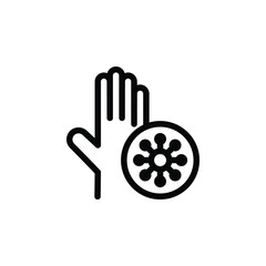 vector icon illustration of a hand with bacteria, emphasizing the importance of hand hygiene and cleanliness