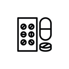vector icon illustration of a tablet and pill, representing medication, pharmaceuticals, and healthcare