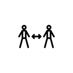 vector icon illustration of social distancing, advocating for safe interaction and preventive measures