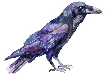 Fototapeta premium Ominous Raven Watercolor A Striking Single Object
