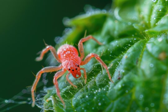 Tetranychus Urticae - Red Spider Mite on Bean Crop. Agricultural Pest Control and Management