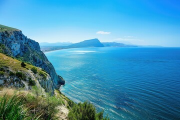 Stunning View of the Strait of Gibraltar from the Coastline. Amazing Blue