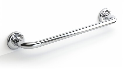 Stainless Steel Grab Bar for Handicap. Bending Pipe Tube Handle Object Isolated on White Background