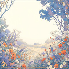 Serenity and Colorfulness Combined: Experience the Delicate Beauty of a Poppy Field in Stunning Watercolor Detail