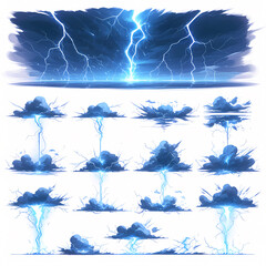 Striking Animated Cloud and Lightning Bolt Graphics for Dynamic Visual Impact