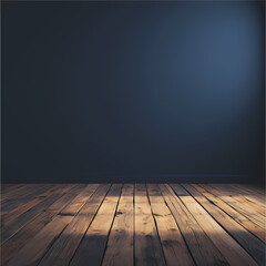 Futuristic Interior Space Awaits Imagination - Blue Wall with Wood Flooring
