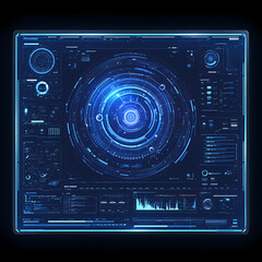 Advanced Control Center: Blue Display with High-Tech Instruments for Sci-Fi Scenes