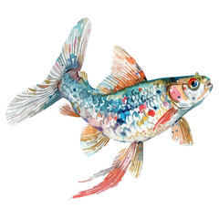 Watercolor clipart vector of a Pearl danio fish, isolated on a white background, Pearl danio vector, Illustration painting, Graphic logo, drawing design art