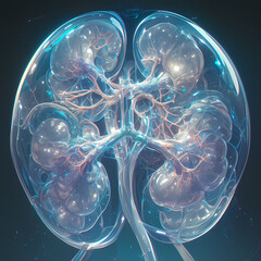 Vivid Illustration of Human Kidneys and Nephrons in Full Detail