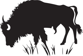 Bison Profile Vector with Strong Contours