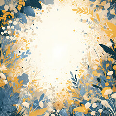 Delicate Gold Elements and Flowers in a Blue Watercolor Style for Branding and Marketing Materials