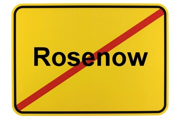 Illustration eines Ortsschildes der Gemeinde Rosenow in Mecklenburg-Vorpommern