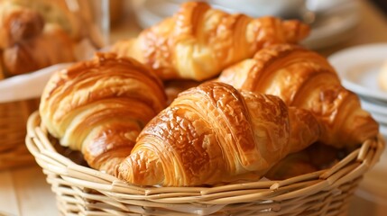 a basket of croissants on a table