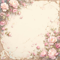 Delicate Pink Flowers on Vintage-Style Paper for Romantic Messages or Greeting Cards