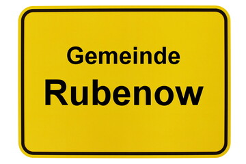 Illustration eines Ortsschildes der Gemeinde Rubenow in Mecklenburg-Vorpommern