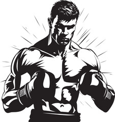 Champion Grasp Vector Illustration of Dominant Boxer