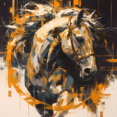 Intricate Portrait of Golden Horse with Sensational Knifework - A Unique Piece of Artwork