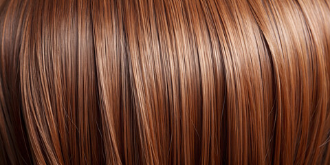 Fototapeta premium Close-up of long straight brown healthy hair - Generative Ai