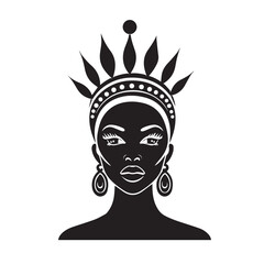 Woman with crown in cartoon, doodle style . Image for t-shirt, web, mobile apps and ui. Isolated 2d vector illustration in logo, icon, sketch style, Eps 10, black and white. AI Generative