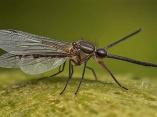 fly on a green leaf. macro
