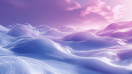 Snowy Landscape Under Purple and Pink Sky