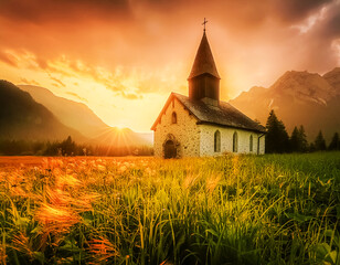 Old Church in a field