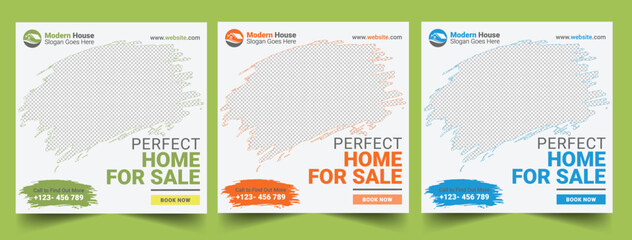 Real estate home sale social media post banner design template For digital marketing. with elegant, abstract, Business Home sale social media post banner template