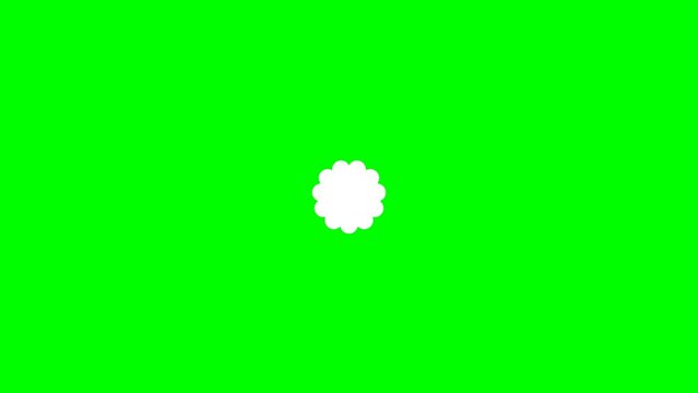 Set of white creative circular explosive decorations. 2d shape elements on green screen. Flat bursts accents for backgrounds