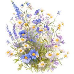 Beautiful Hand-drawn Watercolor Flower Arrangement - Perfect for Art & Nature Lovers