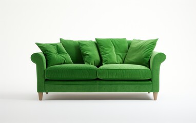 Green Sofa on White Background
