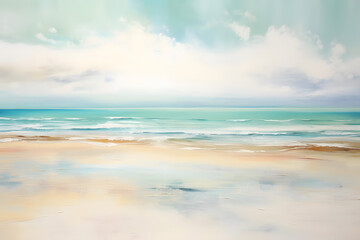 serene beach tranquility, abstract landscape art, painting background, wallpaper